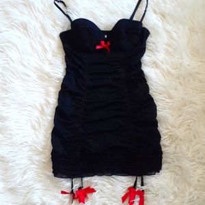 Victoria's Secret Sexy Little Things Black Lace Babydoll Nightie Size 36C